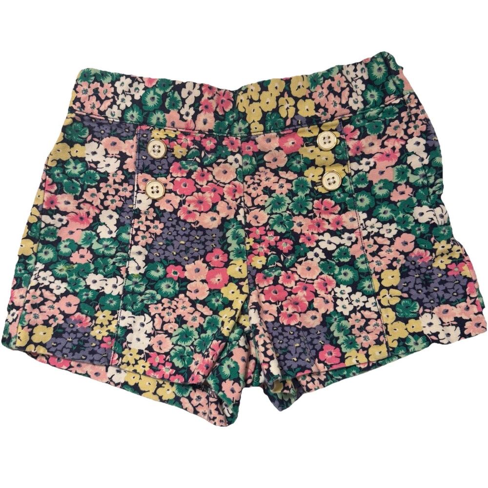 Janie And Jack Girls Floral Shorts Zipper Side Size 6 Little Girls